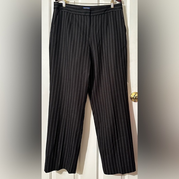 PENDLETON Retro 90’s Black Pinstripe Lined Virgin Wool 16 Straight Leg Slacks - Picture 1 of 14